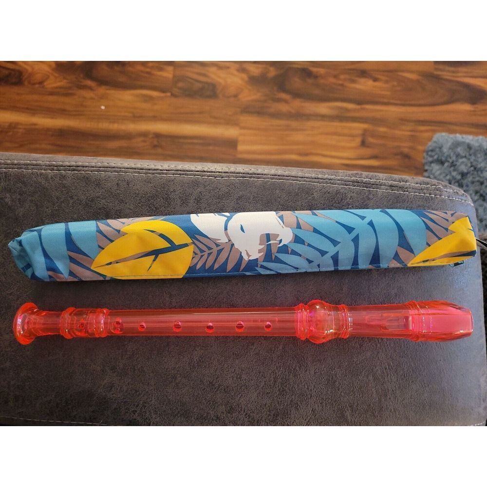 Kids Music Flute 8-Hole Soprano Descant Recorder -Transparent Pink Includes case